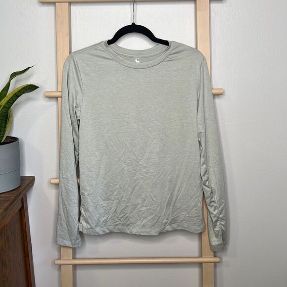 Fabletics Long Sleeve DryFit Tee, Heather Grey, Size SMALL - Picture 2 of 6